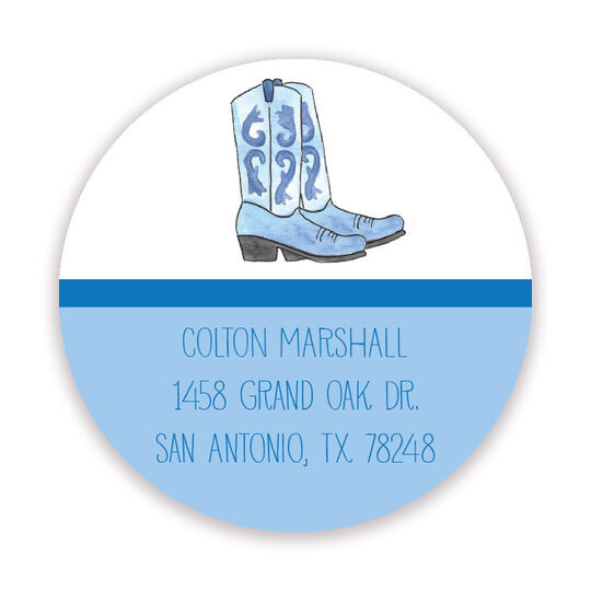 Cowboy Boots Round Address Labels